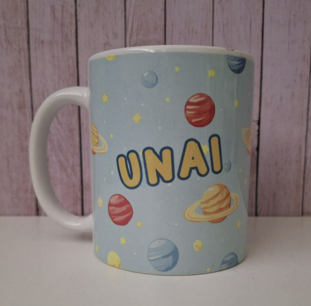 Taza personalizada con planetas – Con tu nombre | Regalo único