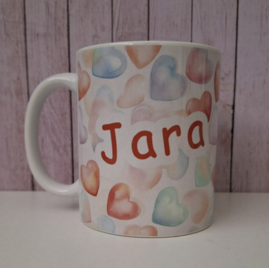 Taza personalizada con corazones – Con tu nombre | Regalo con amor