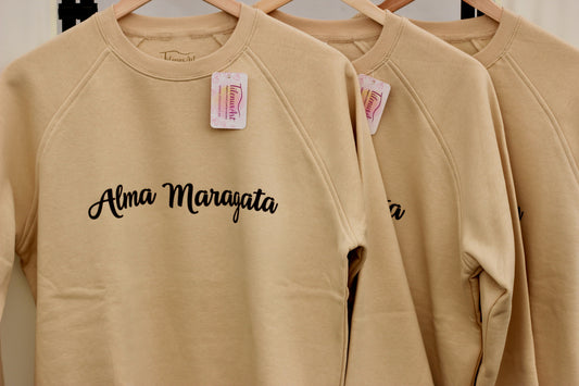 "Alma Maragata" beige sweatshirt – Artisan fashion with identity