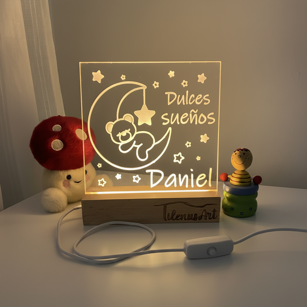 Lámpara led  "Dulces sueños" con nombre.