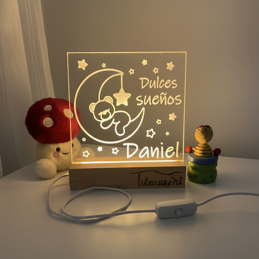 Lámpara led  "Dulces sueños" con nombre.