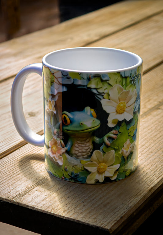 Taza de cerámica con rana ilustrada – Regalo original artesanal